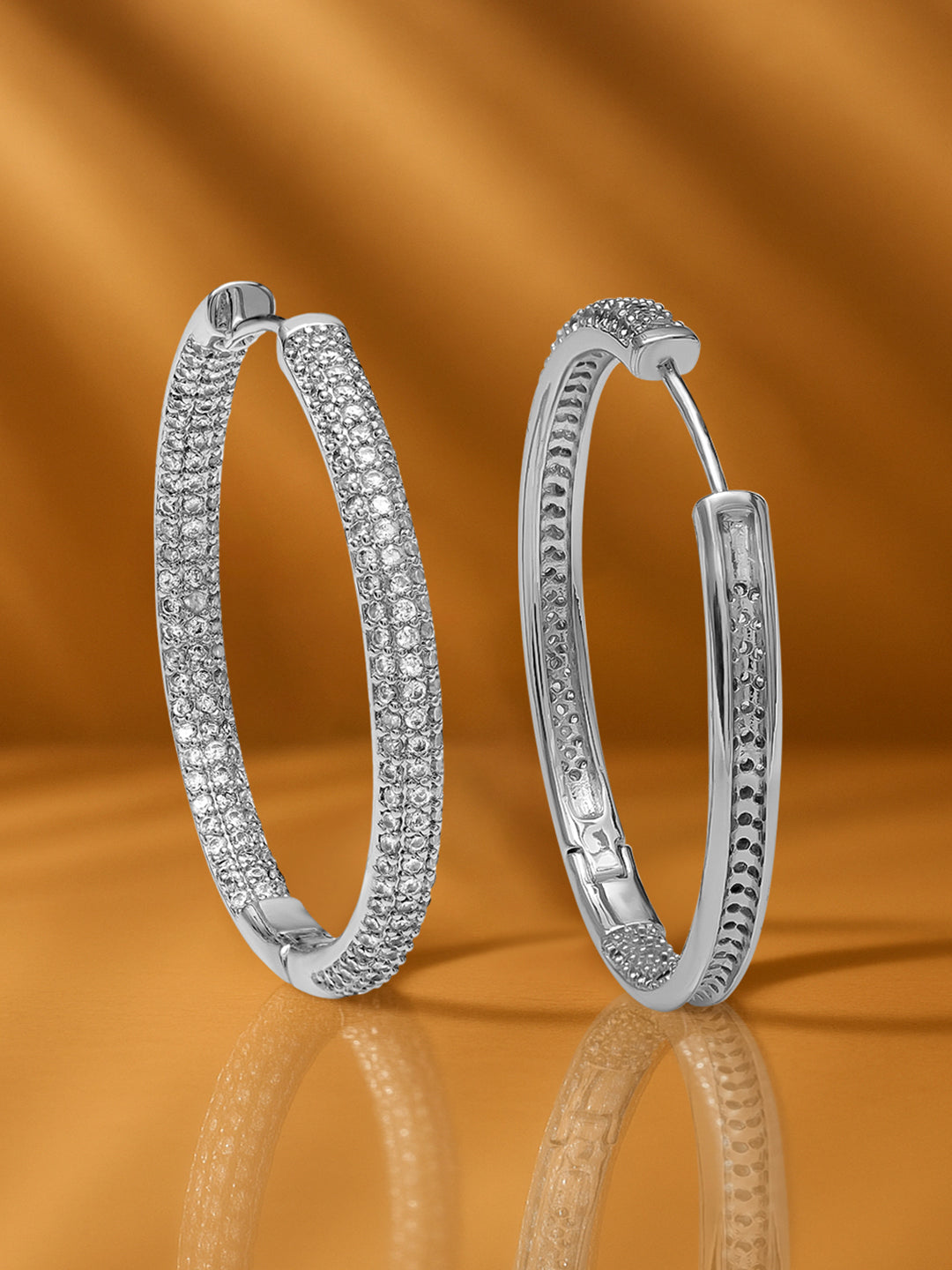 Crystal Starlight Glow Silver Hoop Earrings