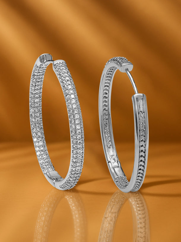 Rhodium Plated Large Hoop Earrings
