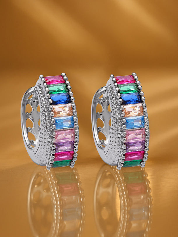 Multicolor Crystal Hug Earrings