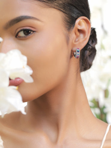 Multicolor Crystal Hug Earrings