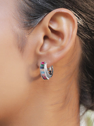Multicolor Crystal Hug Earrings