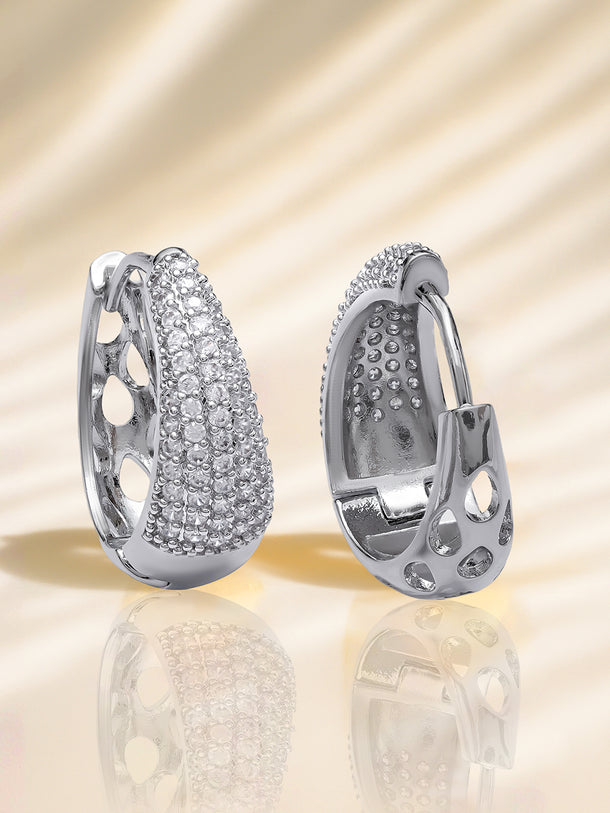 Moonlit CZ Sparkle Oval Hoop Earrings