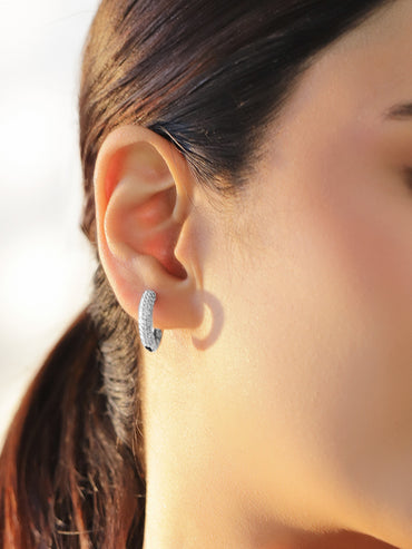 Silver Pave Studded Clip On Studs