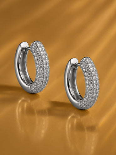 Silver Pave Studded Clip On Studs