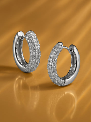 Silver Pave Studded Clip On Studs