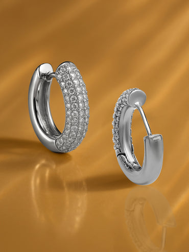 Silver Pave Studded Clip On Studs