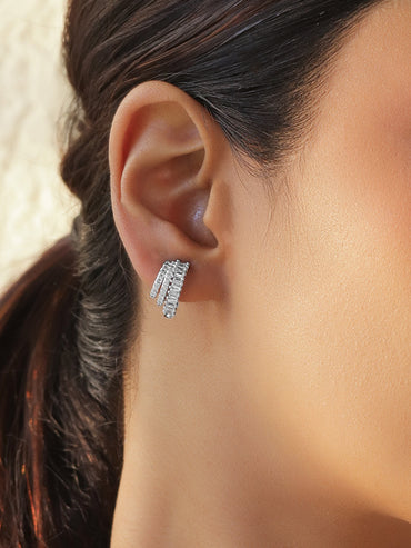 Studded triple layer half hoop earrings