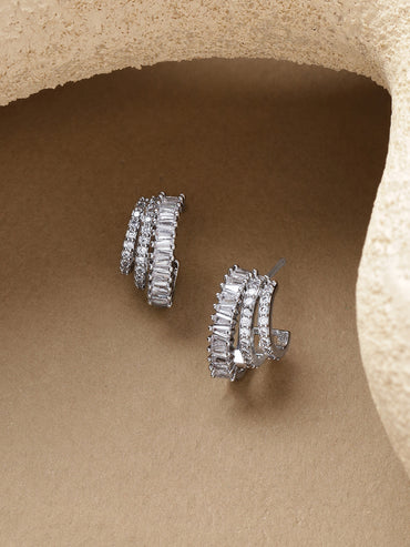 Studded triple layer half hoop earrings
