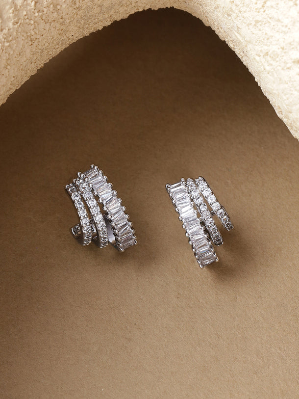 Studded triple layer half hoop earrings