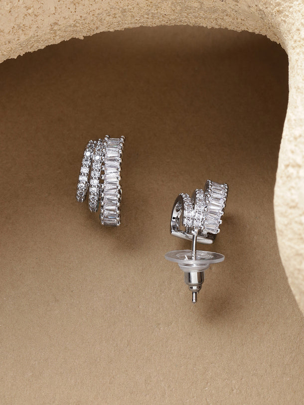 Studded triple layer half hoop earrings