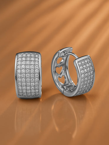 Sleek Silver American Diamond Zirconia Hoops