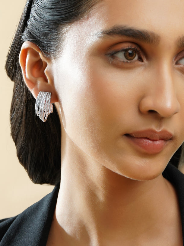 Contemporary Silver Finish Statement Hoops