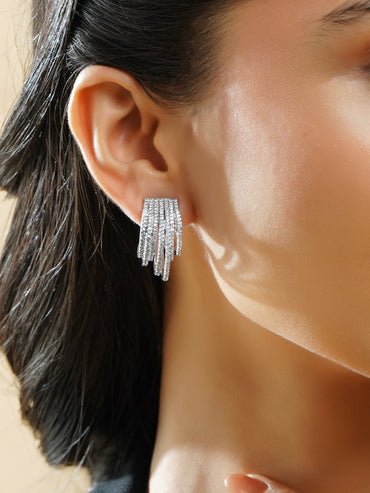 Contemporary Silver Finish Statement Hoops