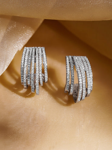 Contemporary Silver Finish Statement Hoops