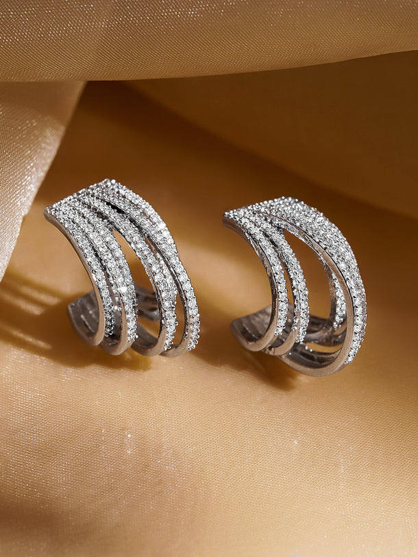 Contemporary Silver Finish Statement Hoops