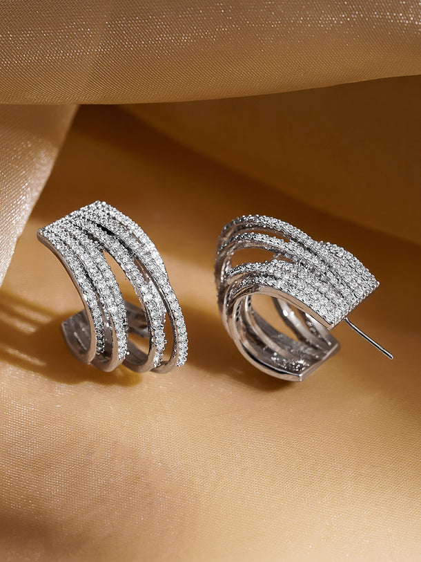 Contemporary Silver Finish Statement Hoops