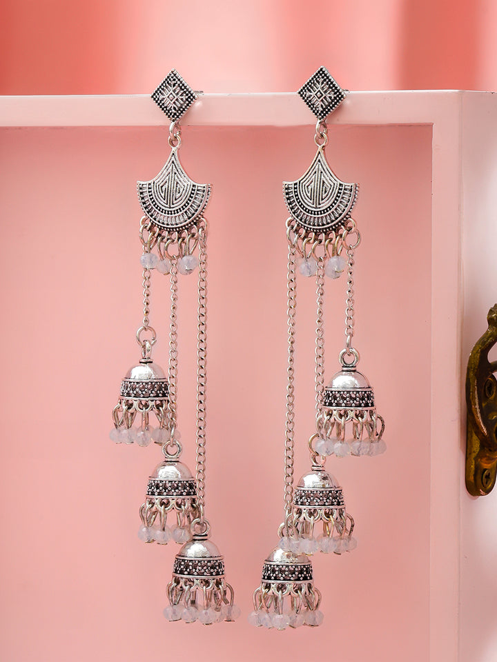 Oxidised Tribal Charm Multi Jhumka Earrings