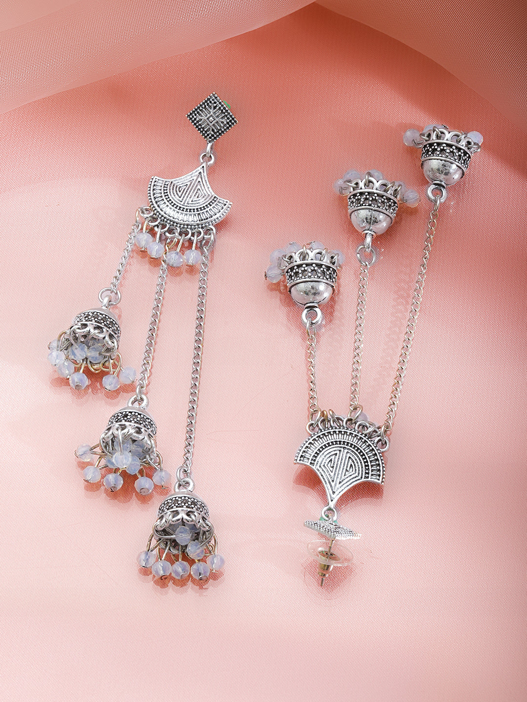 Oxidised Tribal Charm Multi Jhumka Earrings