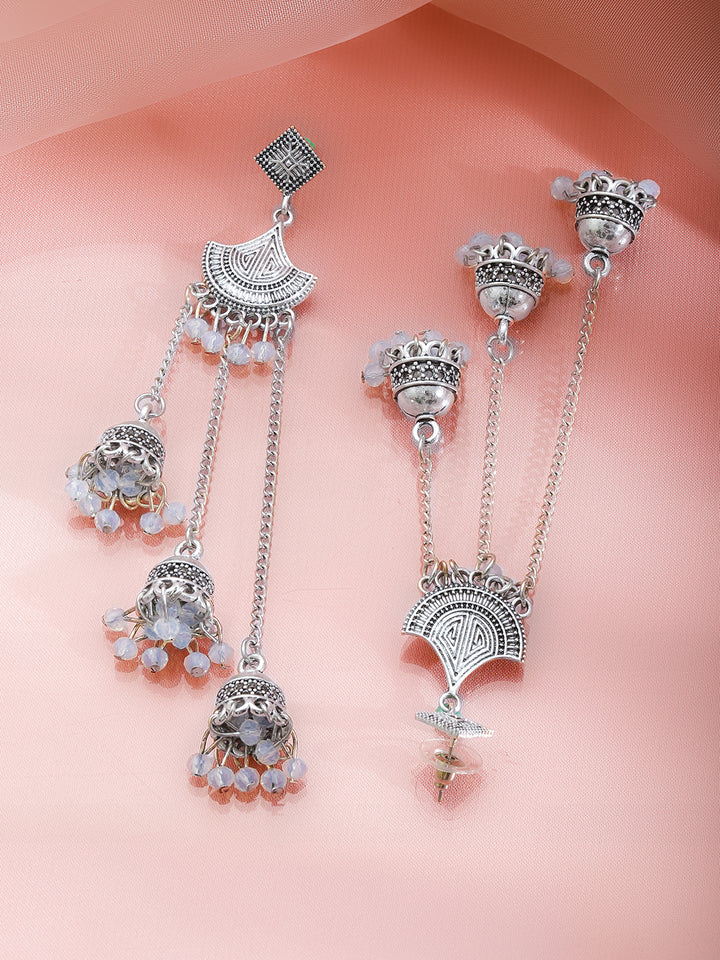 Oxidised Tribal Charm Multi Jhumka Earrings