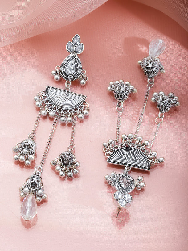 Oxidised Pearl Drop Jhumkas