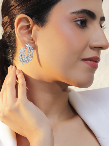 Studded Leaf Earrings