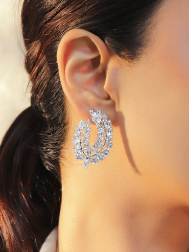 Studded Leaf Earrings