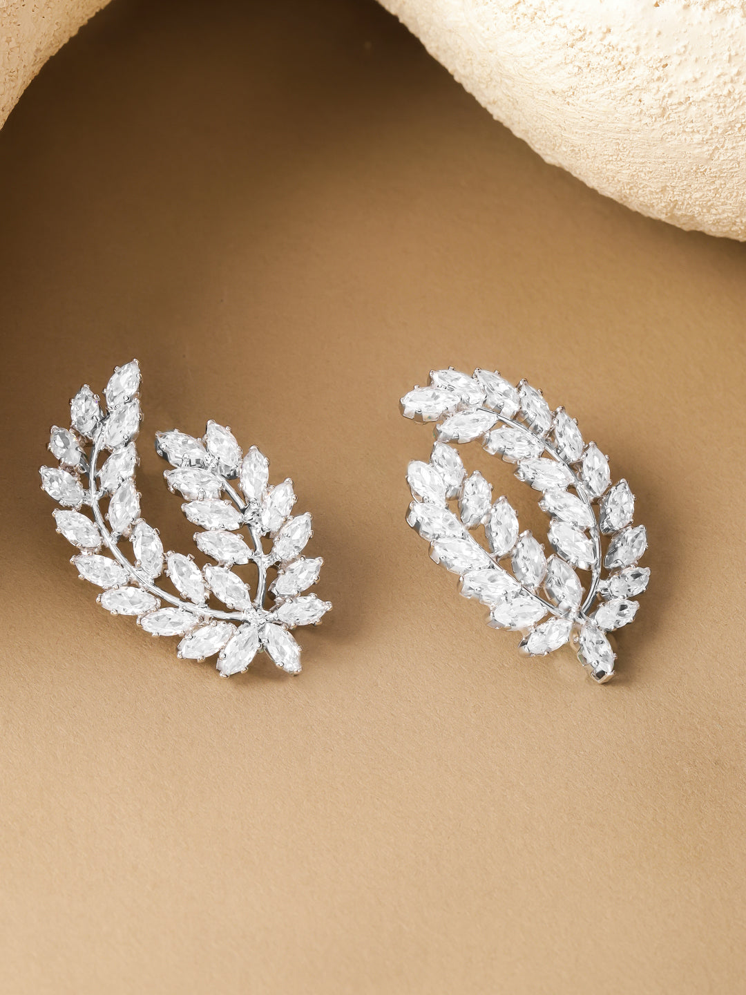 Studded Leaf Earrings