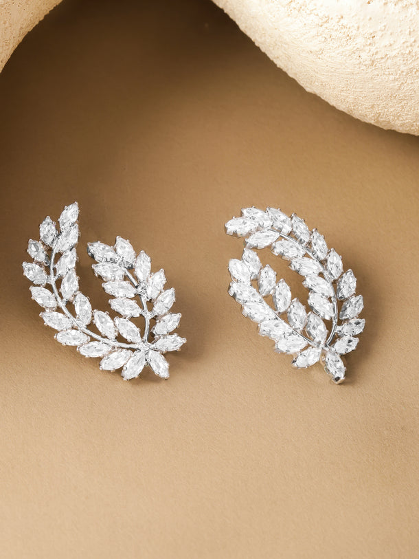 Studded Leaf Earrings