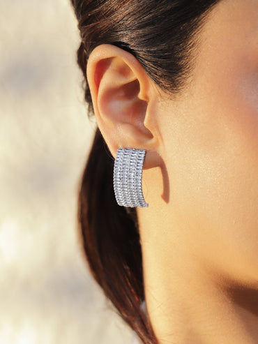 Rhodium Crystal Stud Earrings