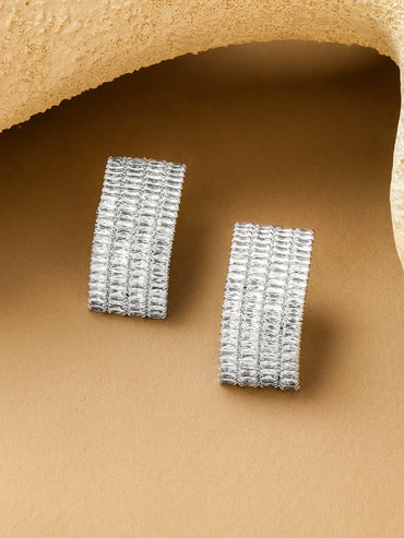 Rhodium Crystal Stud Earrings