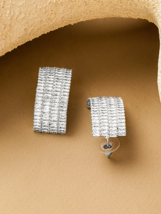 Rhodium Crystal Stud Earrings
