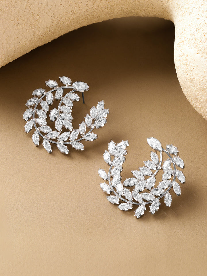 Rubans Leaf Shaped Half Hoop Earrings