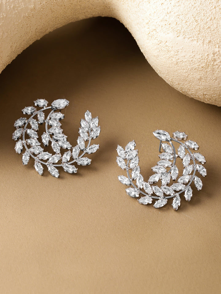 Rubans Leaf Shaped Half Hoop Earrings