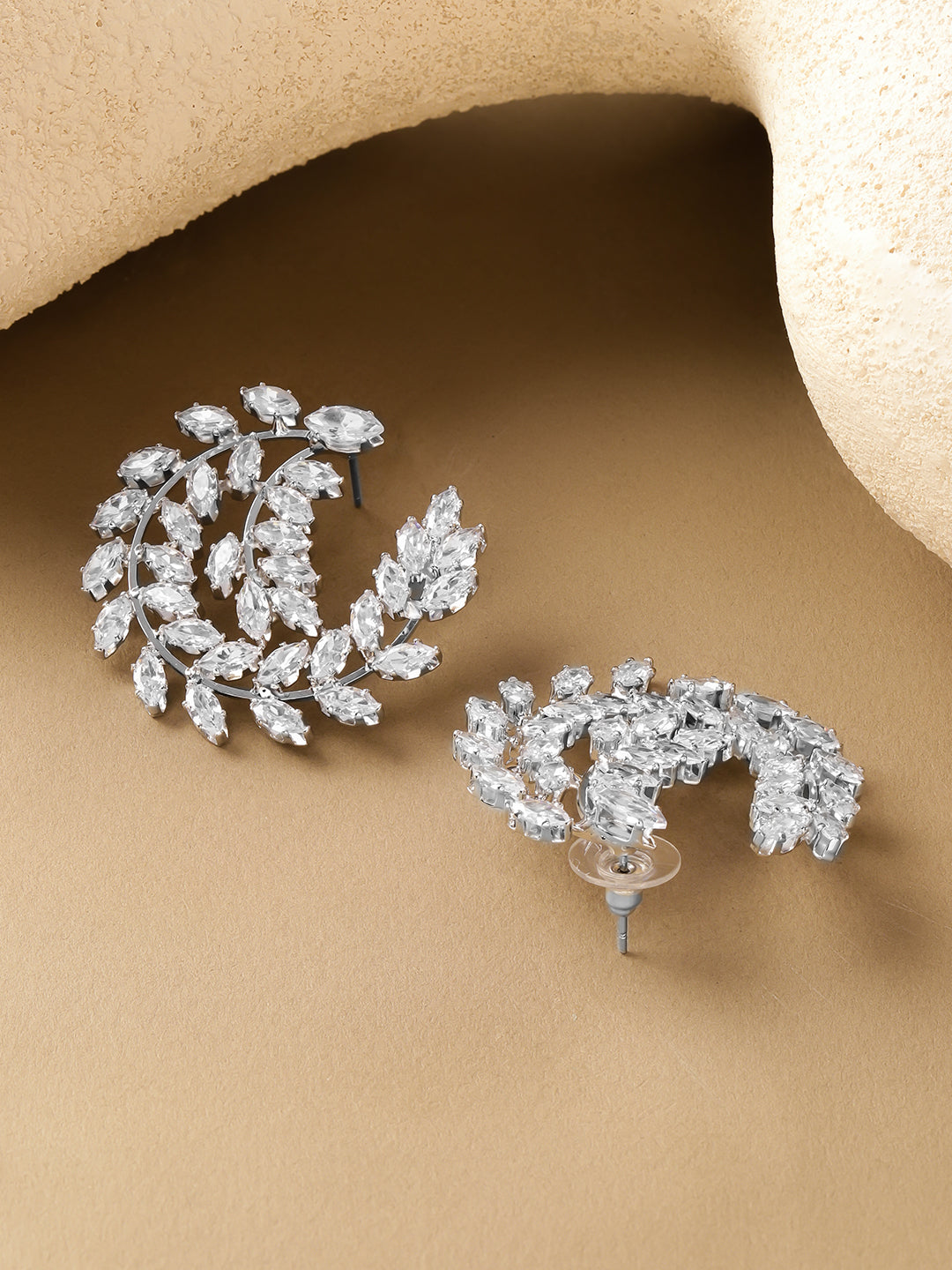 Rubans Leaf Shaped Half Hoop Earrings