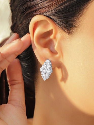White Crystal Drops Stud Earrings