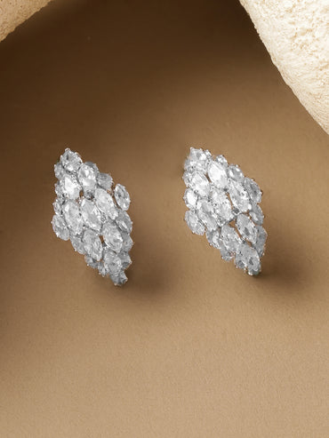 White Crystal Drops Stud Earrings