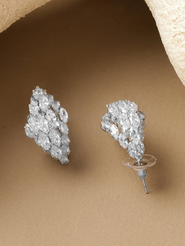 White Crystal Drops Stud Earrings