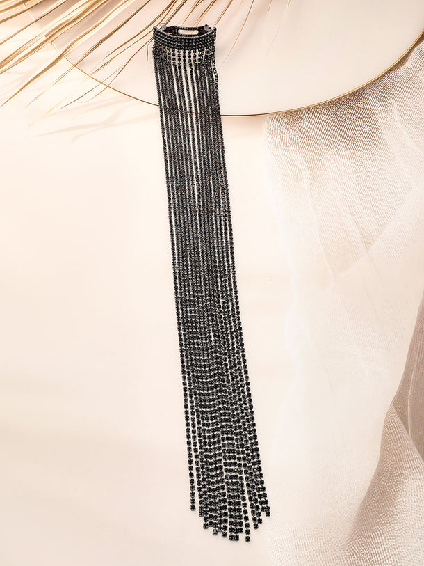 Rubans Voguish Silver Shimmery Long Fringe Rubberband