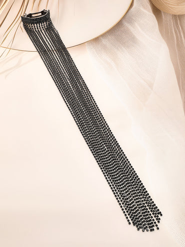 Rubans Voguish Silver Shimmery Long Fringe Rubberband