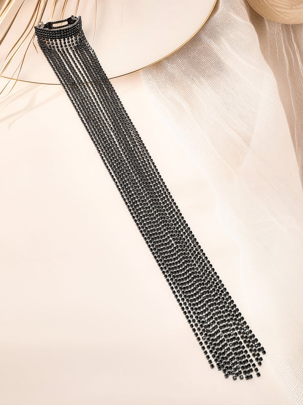 Rubans Voguish Silver Shimmery Long Fringe Rubberband