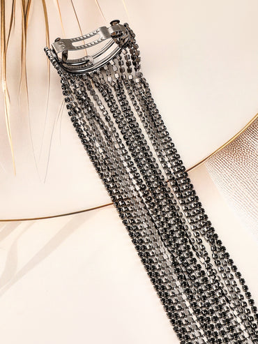 Rubans Voguish Silver Shimmery Long Fringe Rubberband