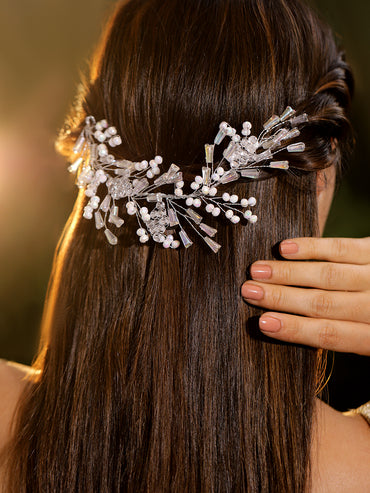 Embellished Pearl Beaded White Hair Accessory