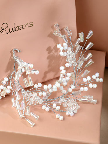 Embellished Pearl Beaded White Hair Accessory