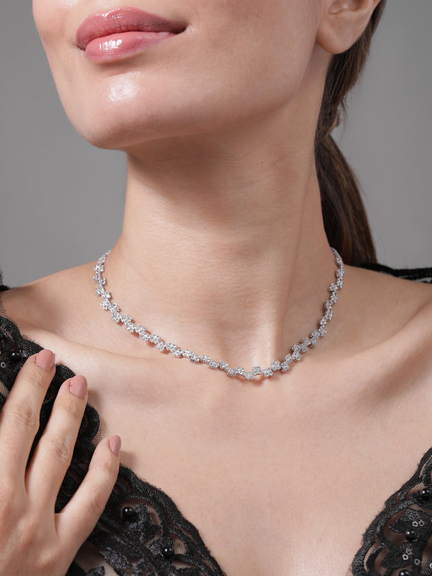 Expressive American Diamond Zirconia Studded Necklace