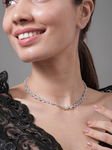 Expressive American Diamond Zirconia Studded Necklace