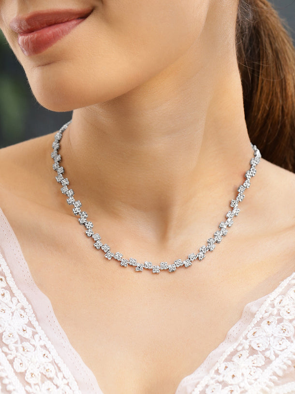 Expressive American Diamond Zirconia Studded Necklace