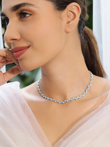 Expressive American Diamond Zirconia Studded Necklace