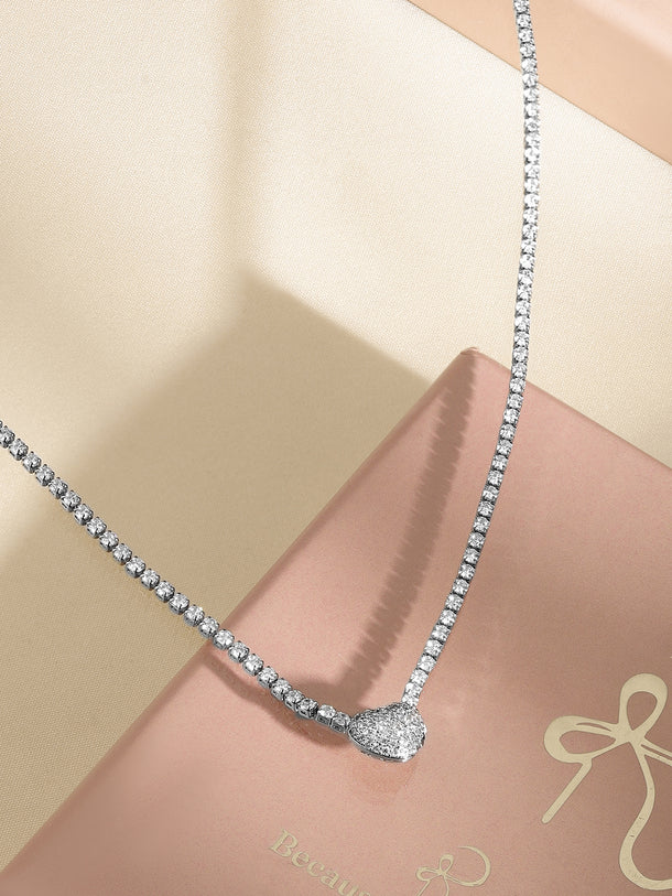 Charming Pear Shaped Pendant American Diamond Zirconia Necklace