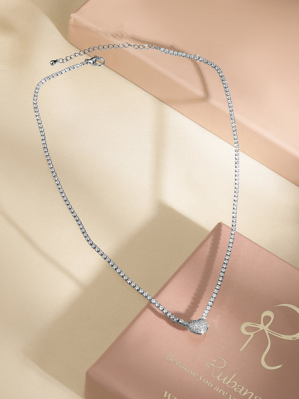 Charming Pear Shaped Pendant American Diamond Zirconia Necklace