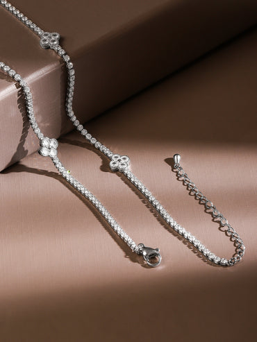 Effortless Floral Motif American Diamond Zirconia Necklace